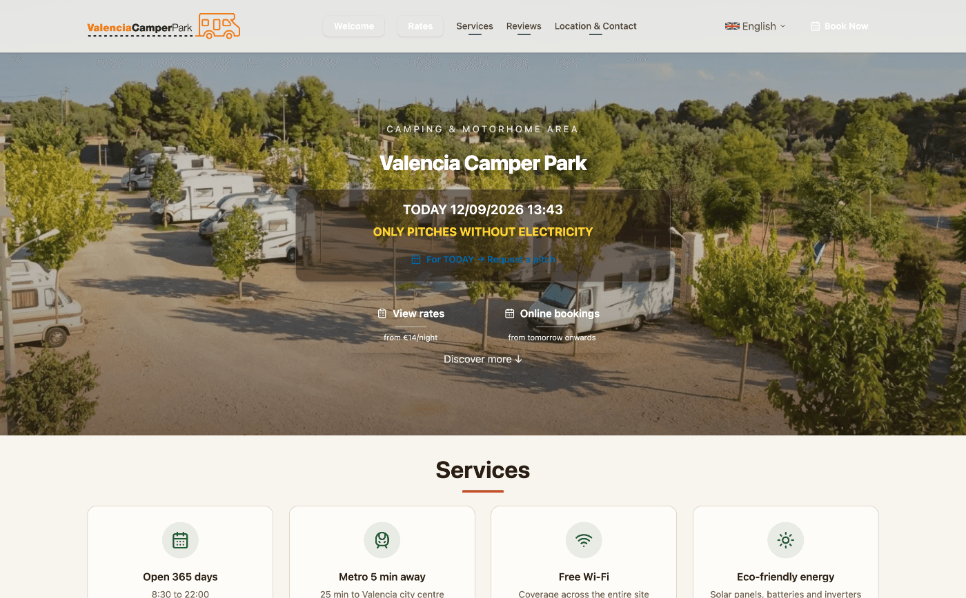 Valencia Camper Park website